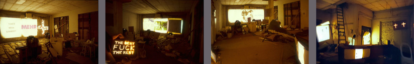 EGON ZIPPEL / Online Archive Various Assorted found and leftover materials, 3 projectors, light objects, and DIAMOTION*