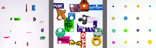 EGON ZIPPEL / Online Archive DEVANDALIZING Stickers from NYC on canvas