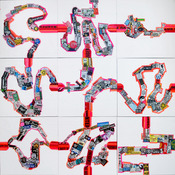 EGON ZIPPEL / Online Archive Devandalizing (in general) Stickers and signaling tape from various cities on canvas