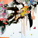 EGON ZIPPEL / Online Archive DEVANDALIZING Stickers from NYC, signaling tape and acrylic paint on canvas