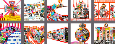 EGON ZIPPEL / Online Archive Devandalizing (in general) Stickers and signaling tape from various cities on canvas