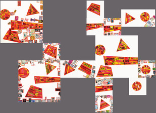 EGON ZIPPEL / Online Archive DEVANDALIZING Stickers and signaling tape from NYC on canvas
