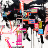 EGON ZIPPEL / Online Archive Devandalizing (in general) Stickers from Berlin, signaling tape and acrylic paint on canvas