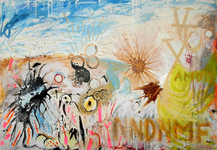 EGON ZIPPEL / Online Archive Paintings (in general) Acrylic, household paint, insects, feathers, found tape on canvas