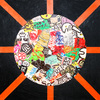 EGON ZIPPEL / Online Archive Devandalizing (in general) Stickers from NYC, signaling tape and acrylic paint on canvas
