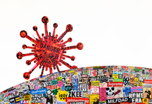 EGON ZIPPEL / Online Archive Devandalizing (in general) Sticker and signaling tape from NY on canvas