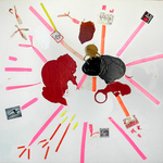 EGON ZIPPEL / Online Archive On Location Leftover household paint, salvaged signal tapes and stickers from New Paltz, NY on canvas