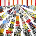EGON ZIPPEL / Online Archive Devandalizing (in general) Stickers from Berlin, signaling tape from NYC and acrylic paint on canvas