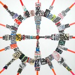EGON ZIPPEL / Online Archive DEVANDALIZING Stickers from NYC and signaling tape on canvas